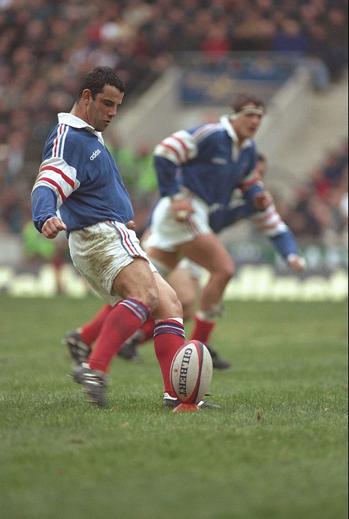 Christophe Lamaison kicking the winning penalty during the Five Nations